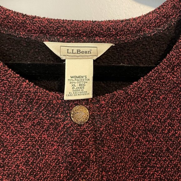 EUC Vintage LL Bean Textured Fleece Cardigan Jacket Burgundy XL - Picture 3 of 5